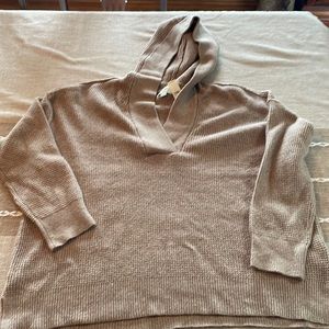 NWT Aerie cozy up waffle knit sweater hoodie L oatmeal